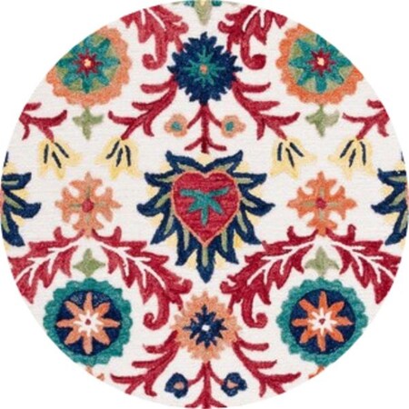 Safavieh 6 x 6 ft. Blossom Traditional Hand Tufted Round Rug; Ivory & Green BLM563A-6R